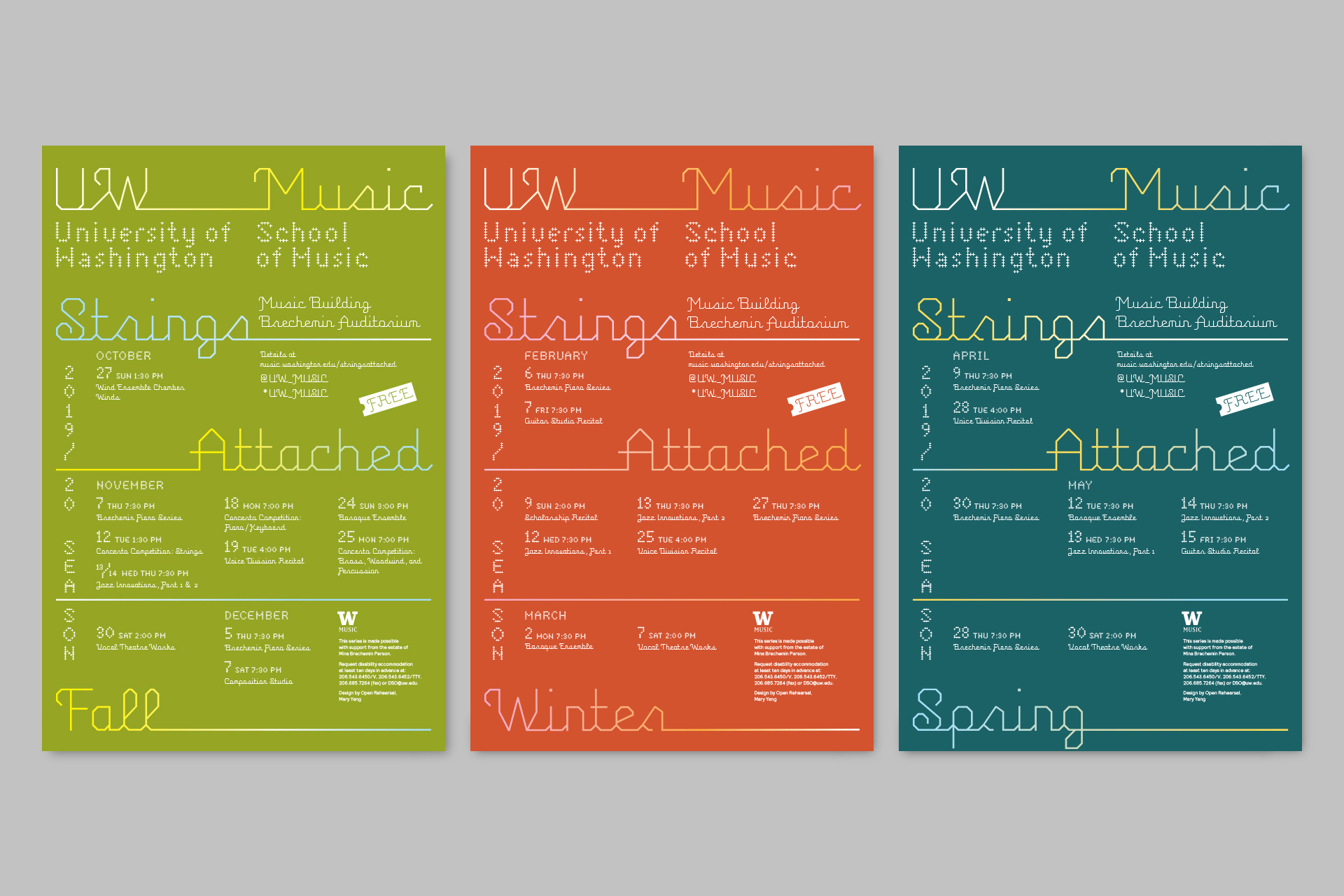 Poster color palette inspired by doors in the Music Building basement