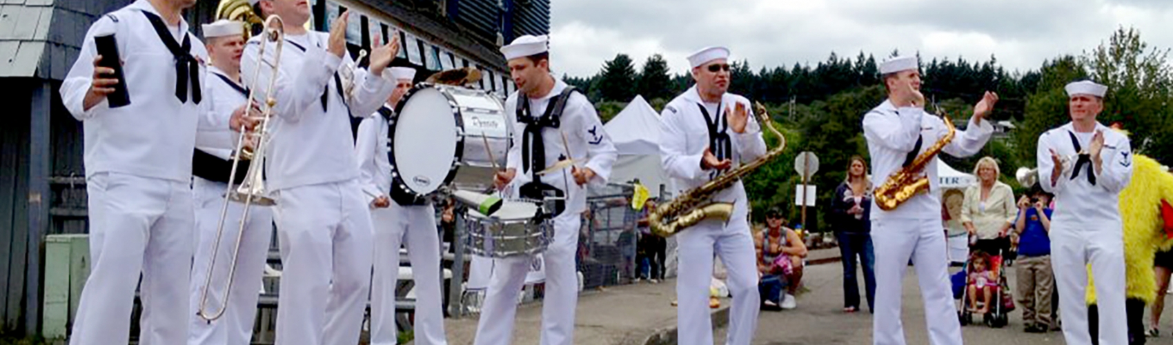 Alum Jay Gillespie performs in his navy band (Photo: courtesy A&S Perspectives)