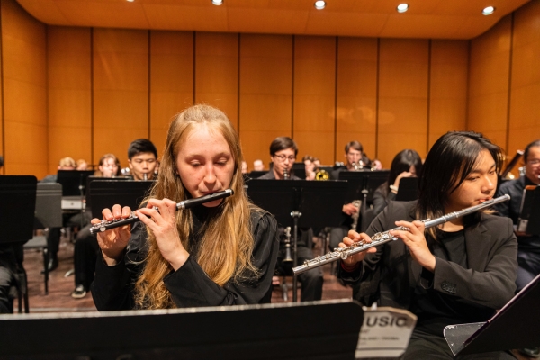Wind Ensemble flutes (Photo: Mark Stone/UW Photography)