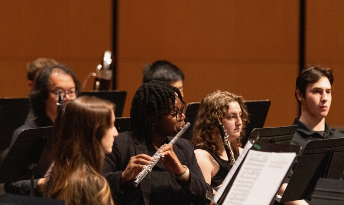 Wind Ensemble in rehearsal at Meany Hall (Photo: UW Photography).
