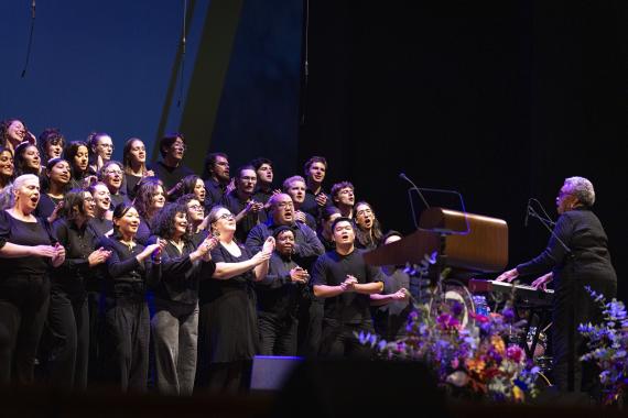 The UW Gospel Choir (Phyllis Byrdwell, director) performs at UW President Robert J. Jones' Welcome Address, 2025 (Photo: UW Photography). 