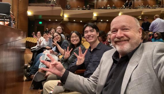 Michael Brockman and UW music students at a recent Seattle Symphony performance 