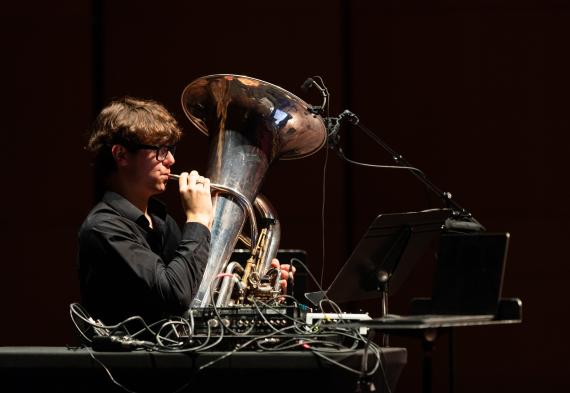 Modern Music Ensemble rehearsal at Meany Hall (Photo: UW Photography).