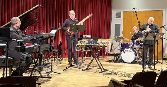John-Carlos Perea performed a faculty recital in Brechemin Auditorium on May 10, joined by Marc Seales, piano, Michael Brockman, saxophone, and Gary Hobbs (Photo: Joanne DePue).