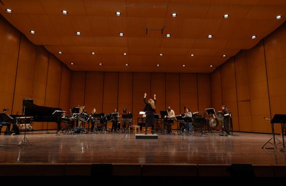 Bonnie Whiting directs the UW Percussion Ensemble