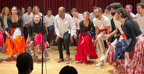Miguel Ballumbrosio and UW students of Music and Dance (Photo: Shannon Dudley). 
