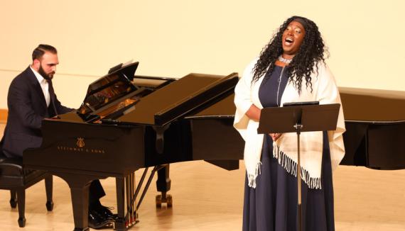 DMA student Cee Adamson performs at Slippery Rock University. 