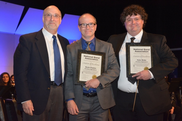 Music Ed alumnus Kevin Clayton (center) was recently named Washington State Teacher of the Year by the Washington Music Educators Association (Photo: Pasco School District).
