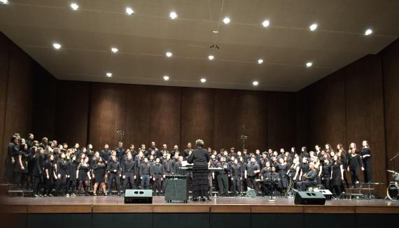 Phylis Byrdwell leads the UW Gospel Choir.