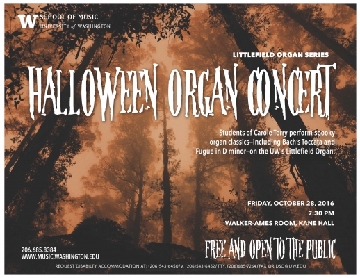 Handbill for Halloween organ concert