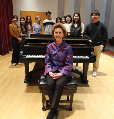 Pianist Robin McCabe and her UW students (Photo: Joanne DePue).