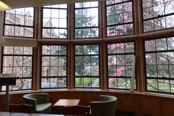 View of the Quad from the Music Library (Photo: Joanne DePue).