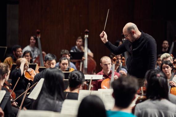 David Alexander Rahbee conducts the UW Symphony Orchestra (Photo: Steve Korn)