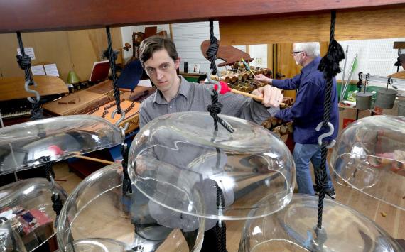Charles Corey, director of the Harry Partch ensemble at the UW School of Music.