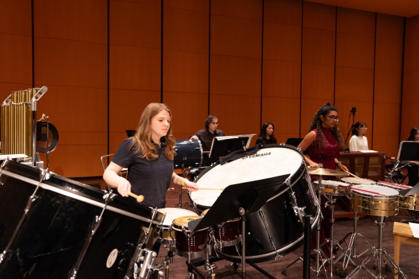 Percussion Ensemble in rehearsal at Meany Hall (Photo: Juan Rodriguez).