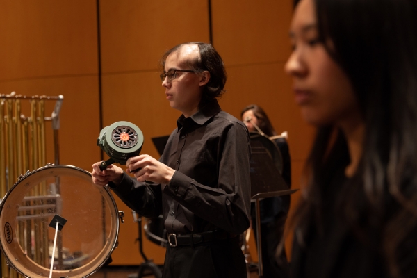 Percussion Ensemble in rehearsal at Meany Hall (Photo: Juan Rodriguez).