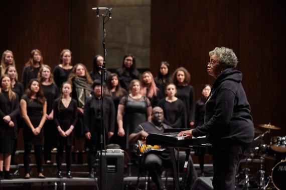 Phyllis Byrdwell directs the UW Gospel Choir (Photo: Steve Korn)