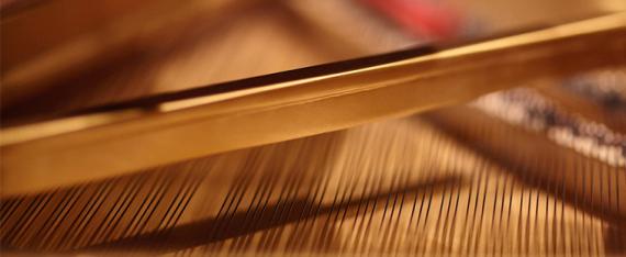 Closeup of piano strings