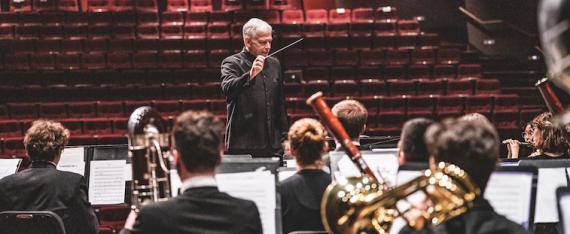 Timothy Salzman directs the UW Wind Ensemble.