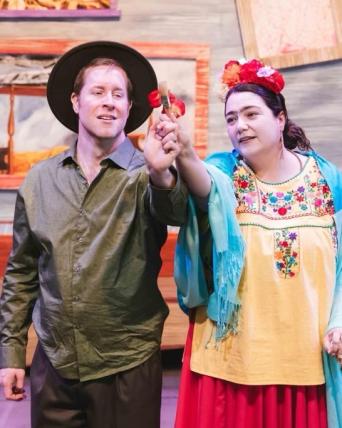 UW Voice alums Virginia Elizondo and Darrell Jordan in Seattle Opera's April 2023 production of "Frida Kahlo and the Bravest Girl in the World." 