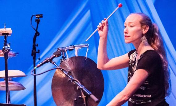 Percussion Studies Chair Bonnie Whiting at the Asheville, N.C., Percussion Festival, 2018 (Photo: Jesse Kit). 