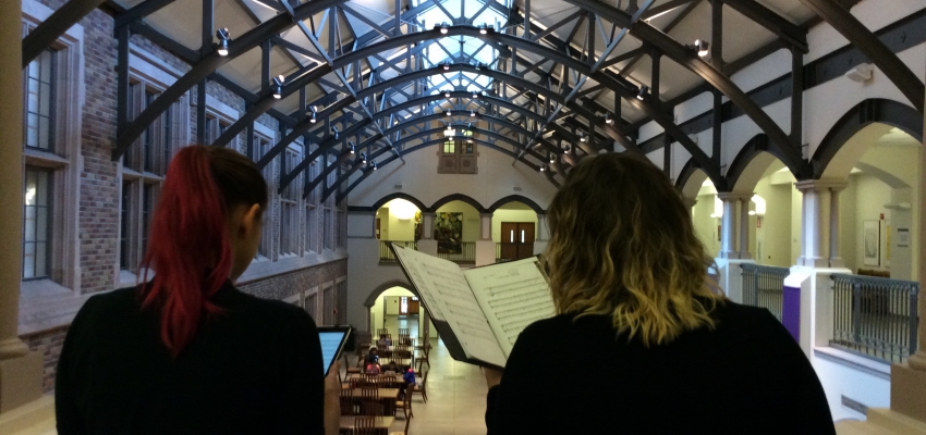 Members Of Collegium Musicum The Uws Early Music Ensemble Rehearse On The Upper Floor Of Mary Gates Hall Members Of Collegium Musicum The Uws Early Music Ensemble Rehearse On The Upper Floor Of Mary Gates Hall