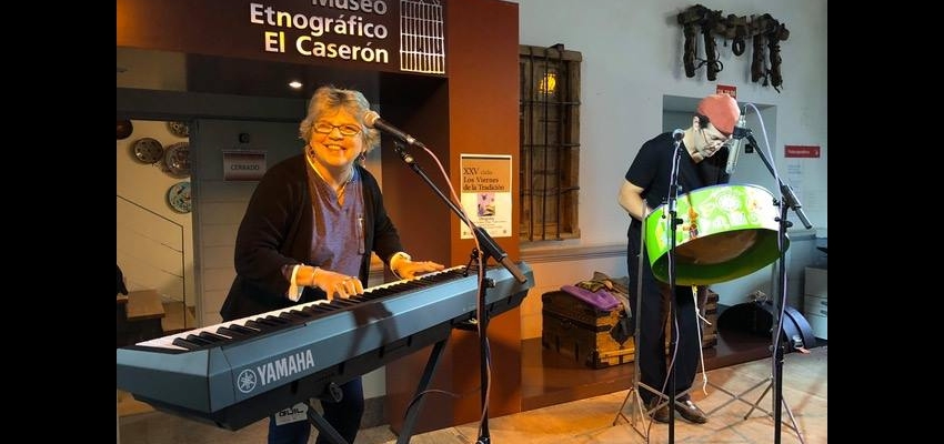 Ethnomusicology faculty Shannon Dudley and Marisol Berrios-Miranda performed and spoke for several appearances in Spain promoting their new American Sabor book (Photo: courtesy Shannon Dudley).