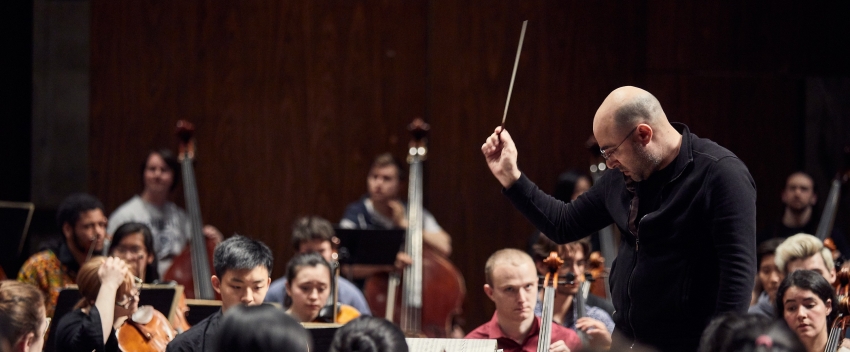 David Alexander Rahbee conducts the UW Symphony Orchestra (Photo: Steve Korn)