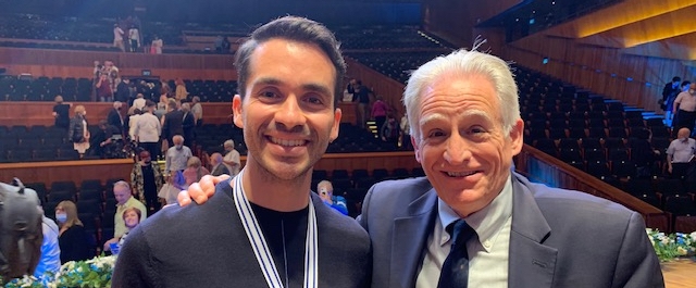 Professor Craig Sheppard with the winner of the Arthur Rubinstein piano competition in Israel. 