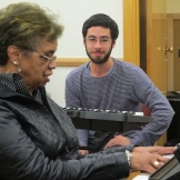 Ethnomusicology Visiting Artist Phyllis Byrdwell works with students in her Gospel Piano class.