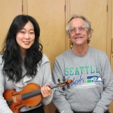 Concerto Competition winner Hannah Chou, violin, with Professor Ron Patterson (Photo: Joanne DePue).