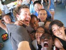 Cody Case with students