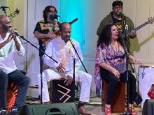 Performance at the Amistad School with De Cajón Project, led by UW professor Monica Rojas (at right).