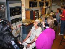 Students listening to recordings in the Ethno Archives