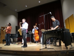Students in the Jazz Workshop perform in Brechemin Auditorium.