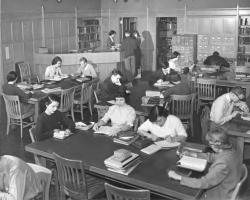 Students at work in the UW Music Library (1950s). 