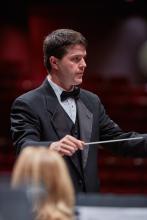 Graduate wind conducting student Doug Morin (Photo: Steve Korn). 
