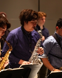 UW Big Band in rehearsal at Meany Hall (Photo: UW Photography). 