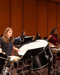 Percussion Ensemble in rehearsal at Meany Hall (Photo: Juan Rodriguez).