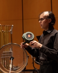 Percussion Ensemble in rehearsal at Meany Hall (Photo: Juan Rodriguez).