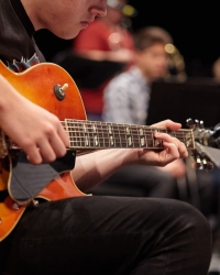 UW Studio Jazz Ensemble: Big Band, guitar player (photo: Steve Korn)