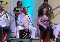 Performance at the Amistad School with De Cajón Project, led by UW professor Monica Rojas (at right).