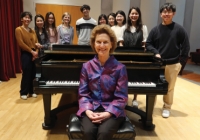 Pianist Robin McCabe and her UW students (Photo: Joanne DePue).