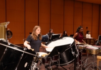 Percussion Ensemble in rehearsal at Meany Hall (Photo: Juan Rodriguez).