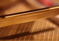 Closeup of piano strings