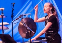 Percussion Studies Chair Bonnie Whiting at the Asheville, N.C., Percussion Festival, 2018 (Photo: Jesse Kit). 