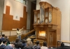 Professor Stef Price delivers an organ demonstration for visiting school children (Photo: Emilia Kister). 