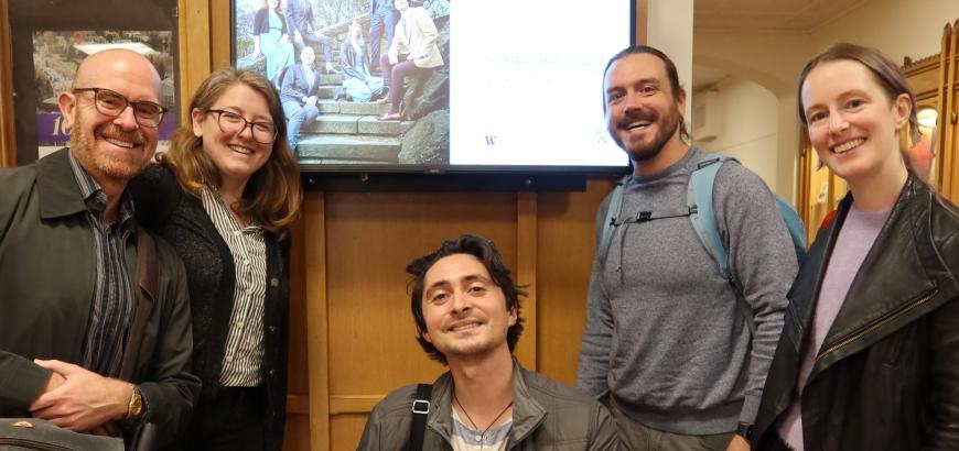 Ekmeles Vocal Ensemble visited the School of Music in 2025, unveiling new works by UW faculty composers William Dougherty, Joël-François Durand, and Huck Hodge in their Meany Hall recital (Photo: Joanne DePue).