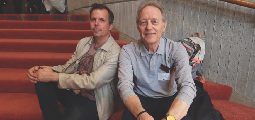 Composition faculty Huck Hodge (left) and Joël-François Durand (Photo: Joanne DePue).