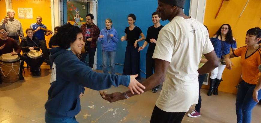 Amarilys Rios leads a community Bomba workshop at Seattle Union Cultural Center (Photo: Shannon Dudley).